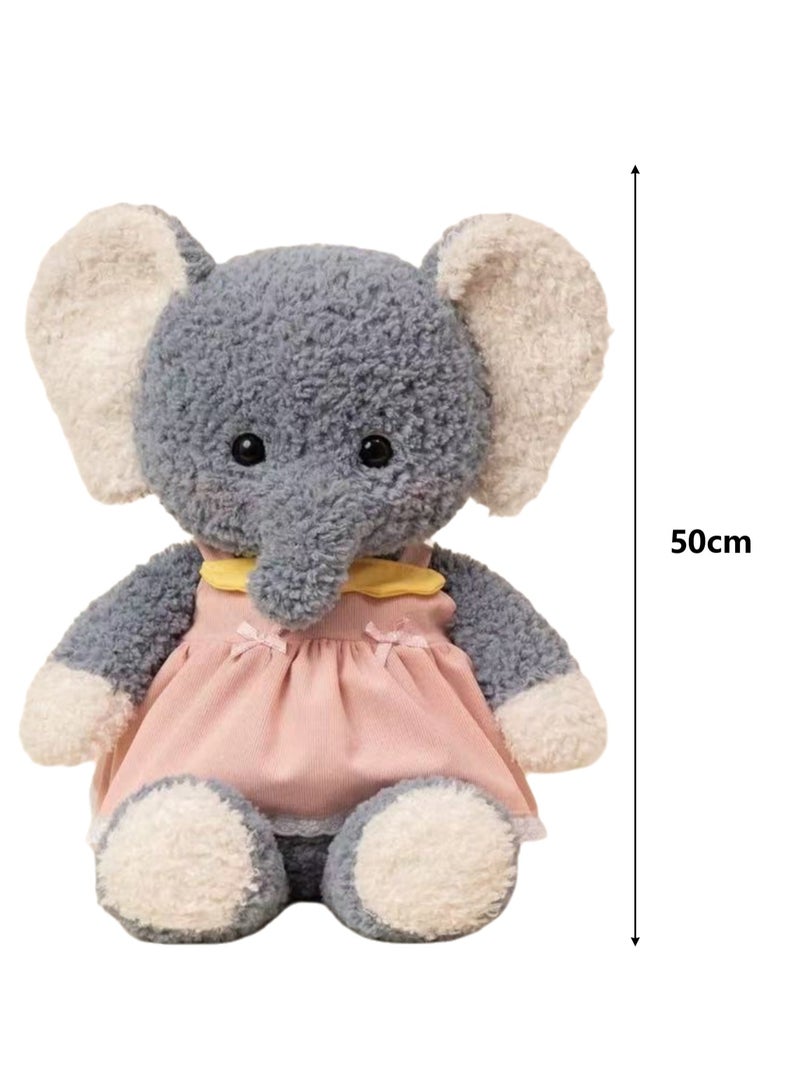 50cm Large Plush Doll High Quality PP Cotton Material Cute Plush Toy Companion Doll Ornaments Study Companion Birthday Gift (Elephant + Pink Skirt) - Image 2